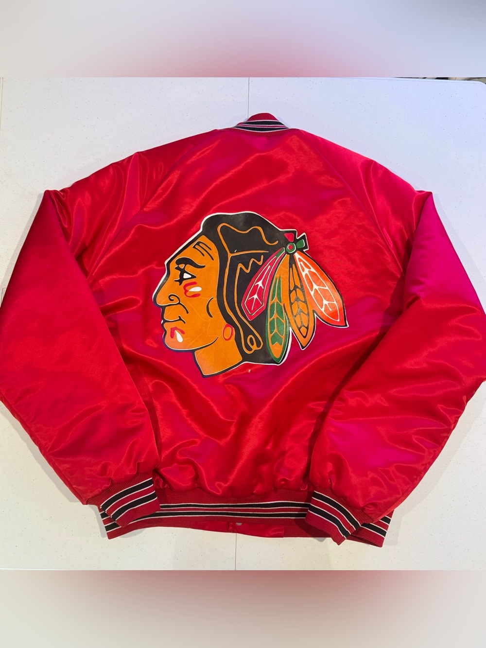 Vintage 80’s or 90’s Locker Line Chicago Blackhawks Satin Jacket size large nhl